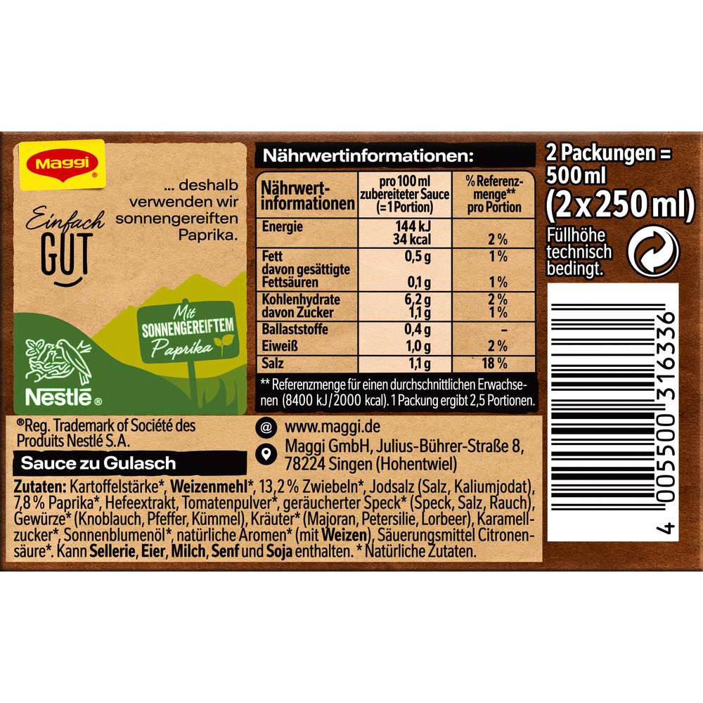 Produktabbildung Maggi Delikatess-Sauce, Gulasch