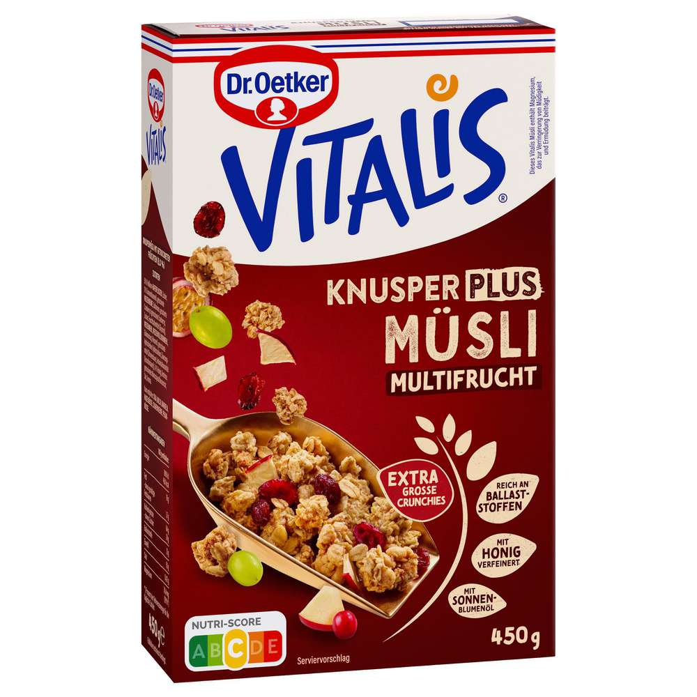Produktabbildung Dr. Oetker Knusper-Müsli Vitalis, Plus Müsli, Multifrucht