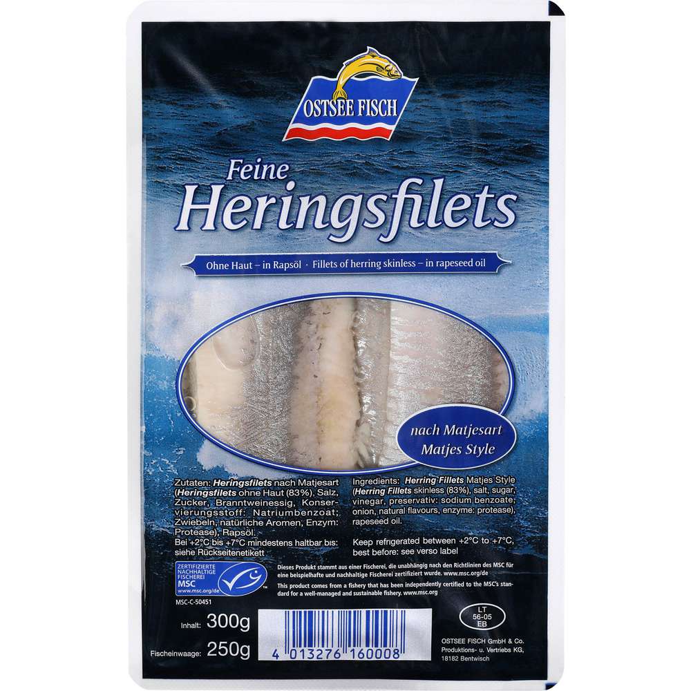 Produktabbildung Ostsee Fisch MSC Heringsfilet nach Matjesart