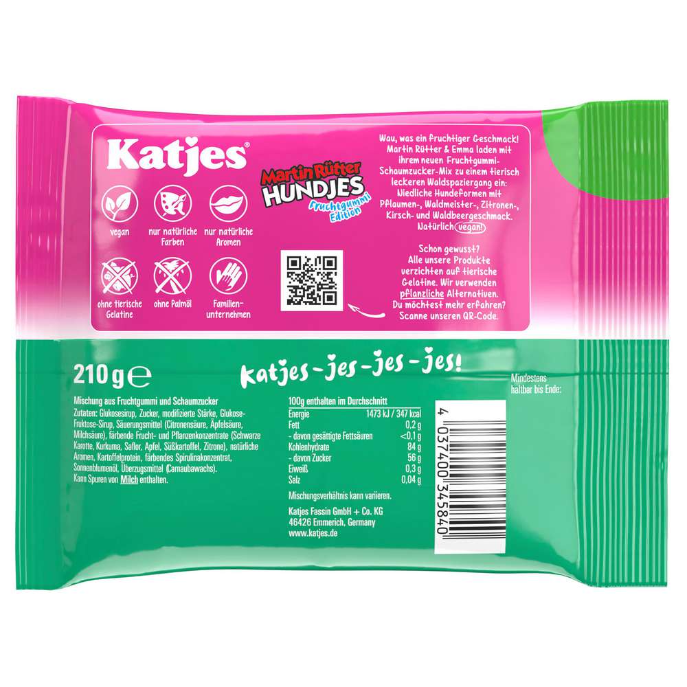 Produktabbildung Katjes Fruchtgummi Hundjes, vegan