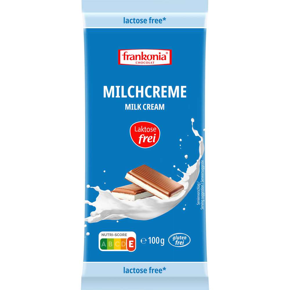 Produktabbildung FRANKONIA Tafelschokolade Milchcreme, Laktose-/Glutenfrei
