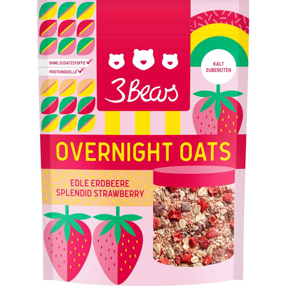 Produktabbildung 3Bears Overnight Oats, edle Erdbeeren
