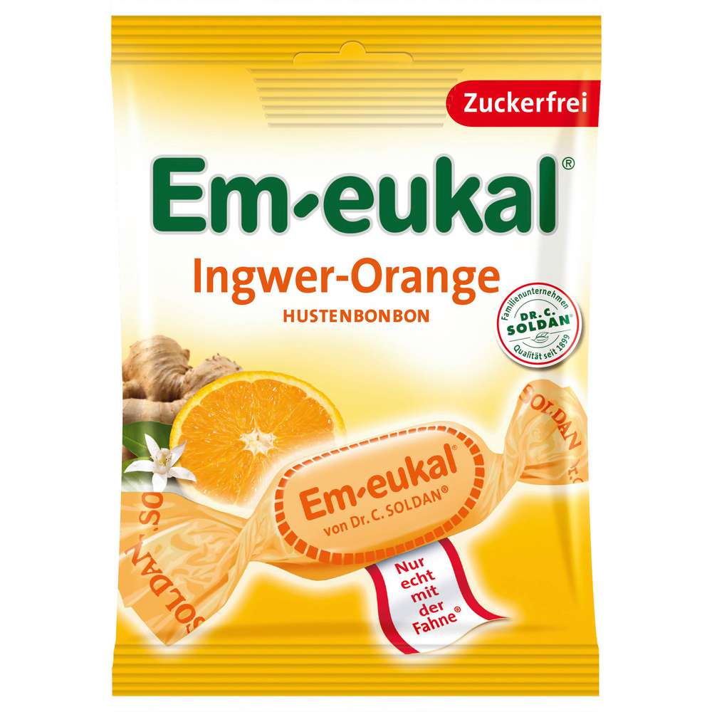 Produktabbildung Em-Eukal Bonbons Orange-Ingwer, zuckerfrei