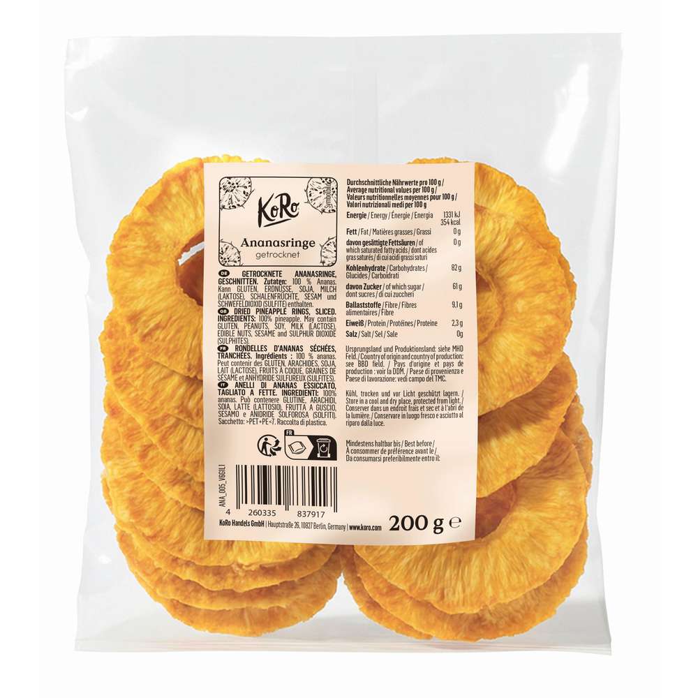 Produktabbildung KoRo Ananasringe getrocknet