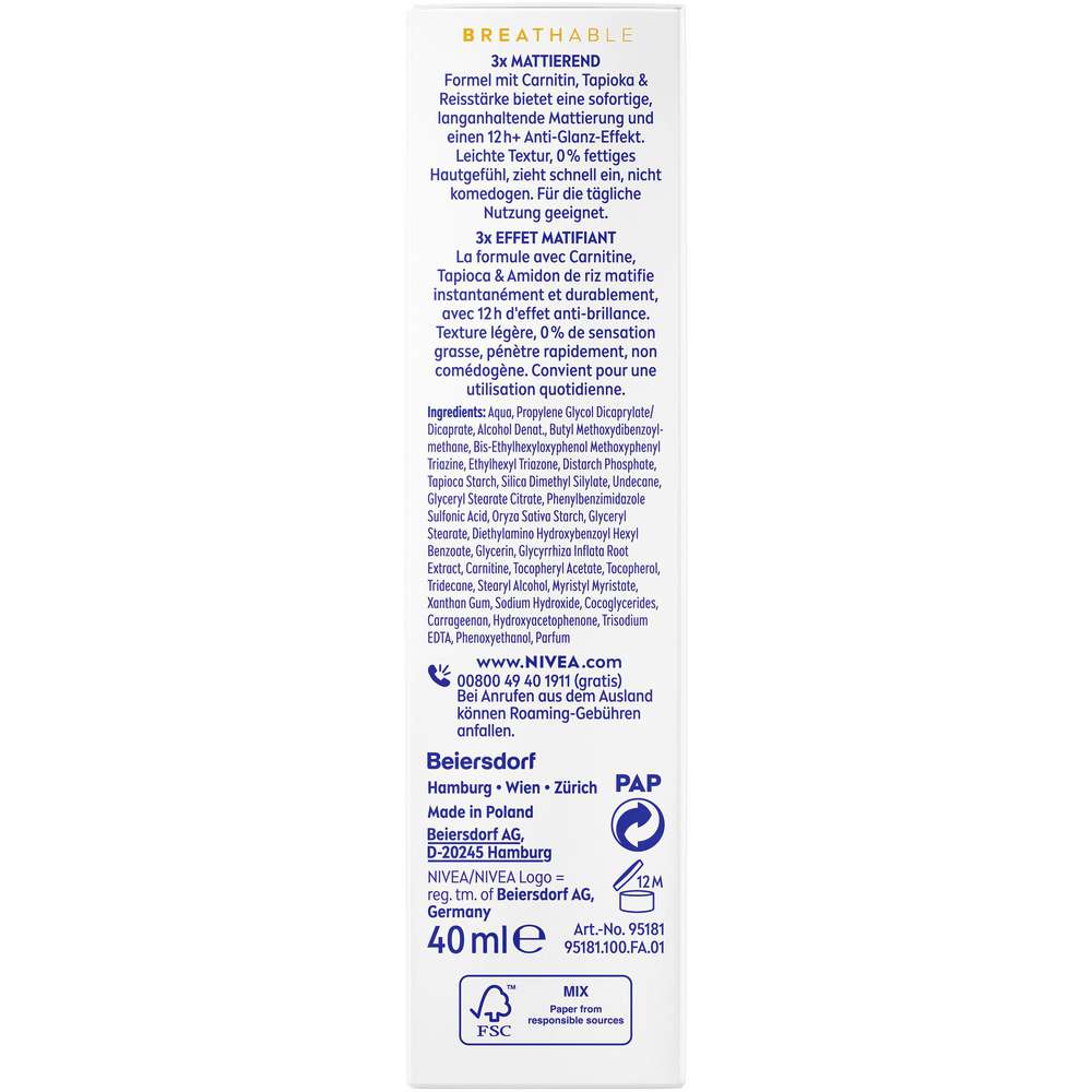 Produktabbildung Nivea Sun UV Gesichtssonnencreme mattierend LSF50+