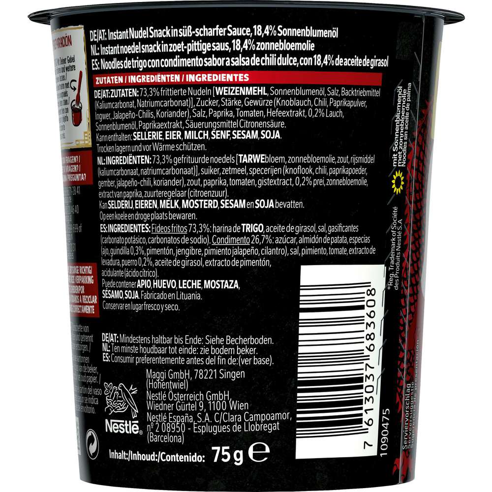 Produktabbildung Maggi Fertiggericht Magic Asia, Saucy Noodles, Sweet Chili