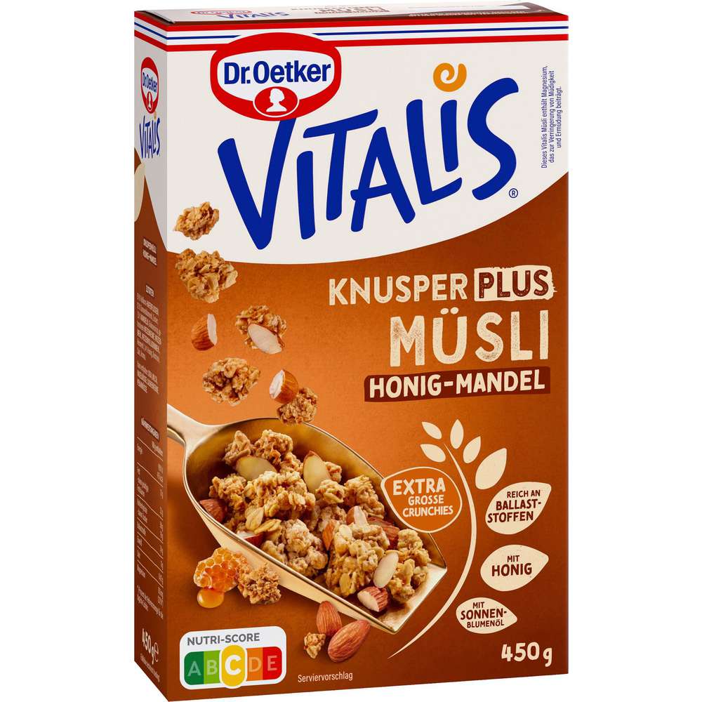 Produktabbildung Dr. Oetker Knusper-Müsli Vitalis, Plus Honig-Mandel