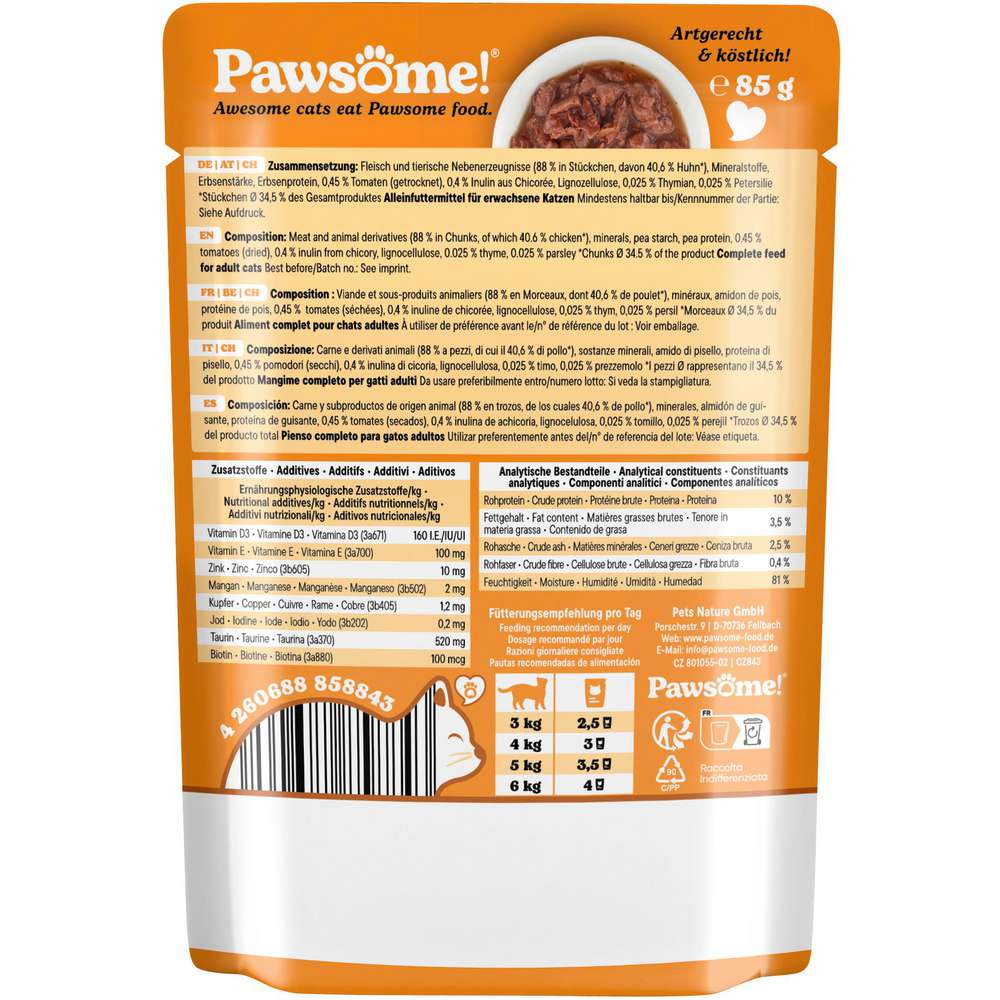 Produktabbildung Pawsome Katzen-Nassfutter Adult, Huhn