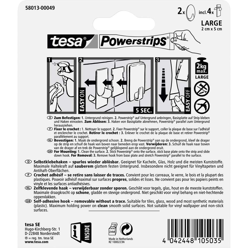 Produktabbildung tesa Powerstrips Systemhaken, weiß
