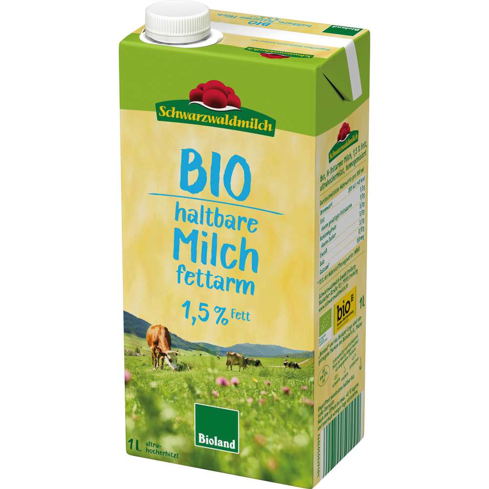 Produktabbildung Schwarzwaldmilch Bio haltbare Milch fettarm, 1,5 % Fett