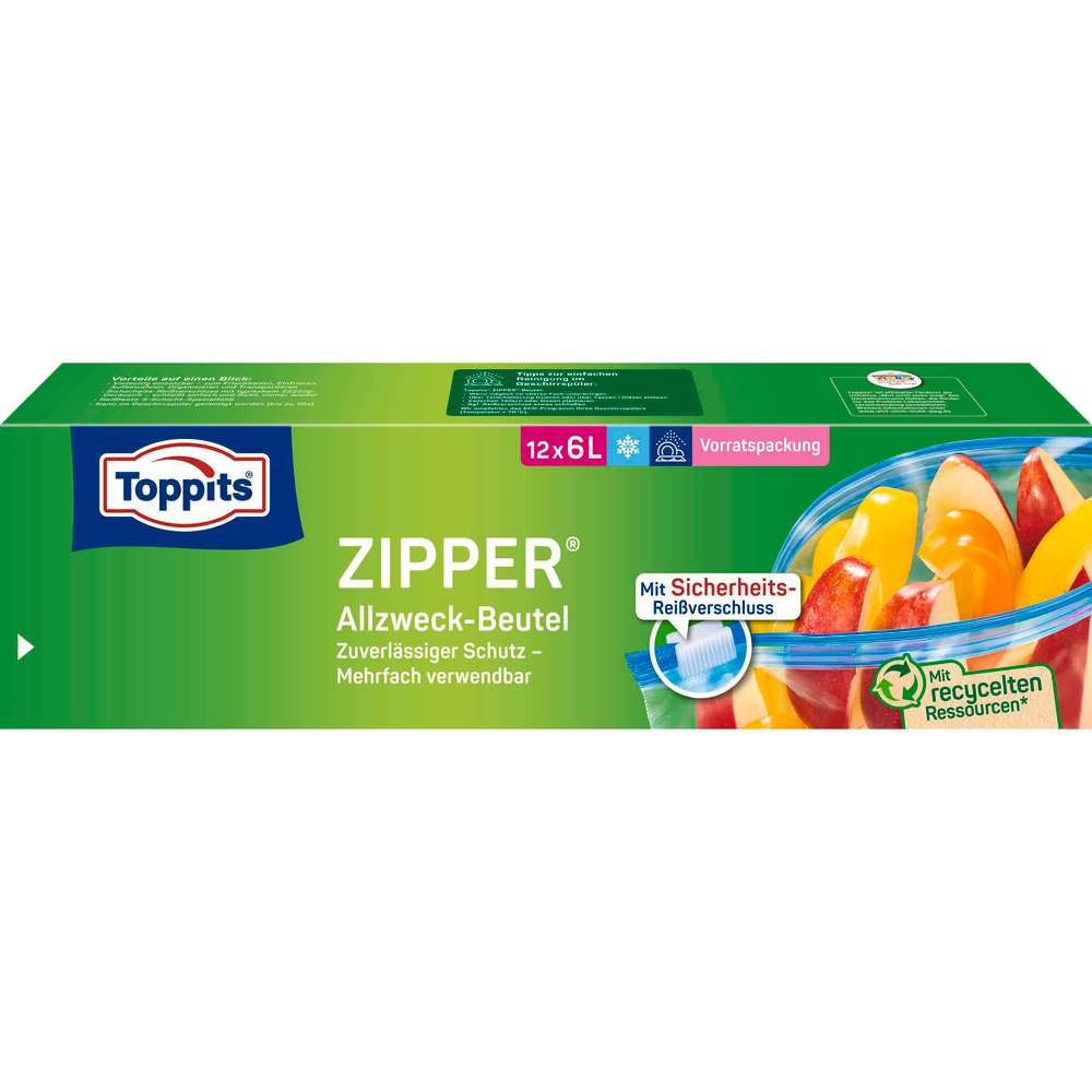 Produktabbildung Toppits Gefrierbeutel XL, 6L, wiederverschließbar