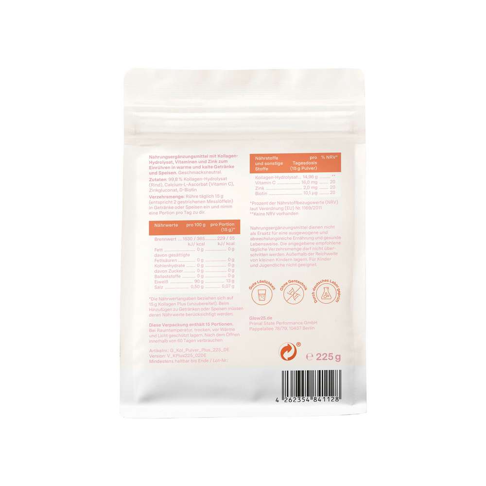 Produktabbildung glow25 Kollagen plus Pulver, geschmacksneutral