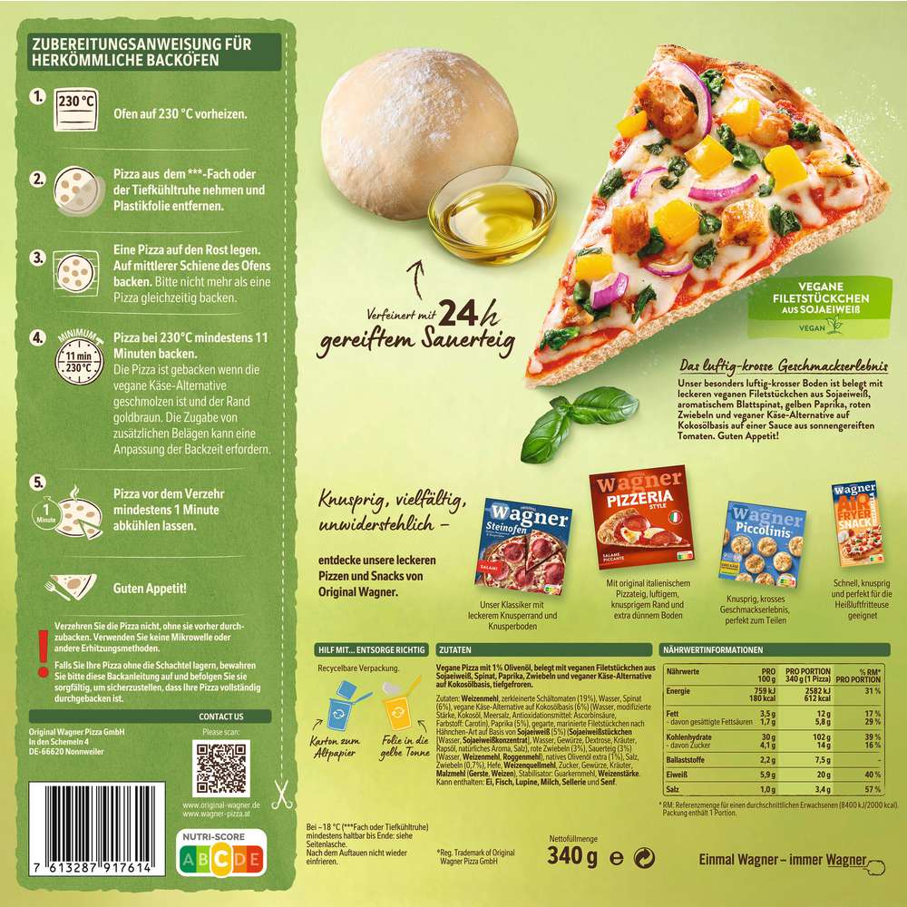 Produktabbildung Wagner Pizza Backfrische vegane Filetstückchen