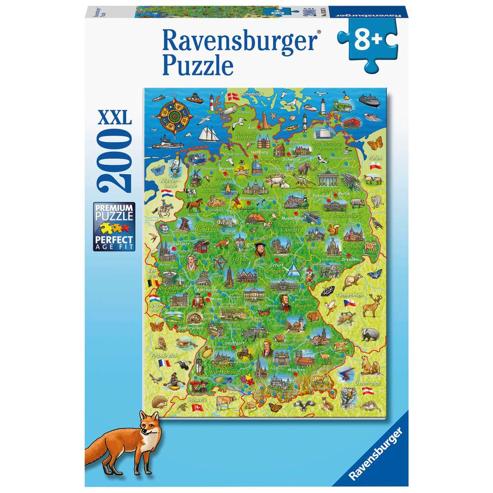 Produktabbildung Ravensburger Puzzle 200 Teile, Bunte Deutschlandkarte