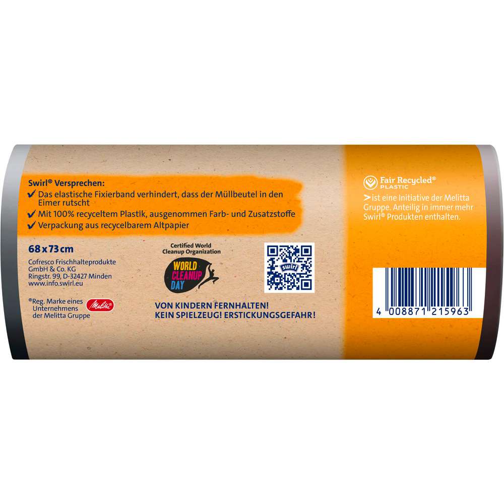 Produktabbildung Swirl Fixierband-Müll-Beutel, 10 x 60l