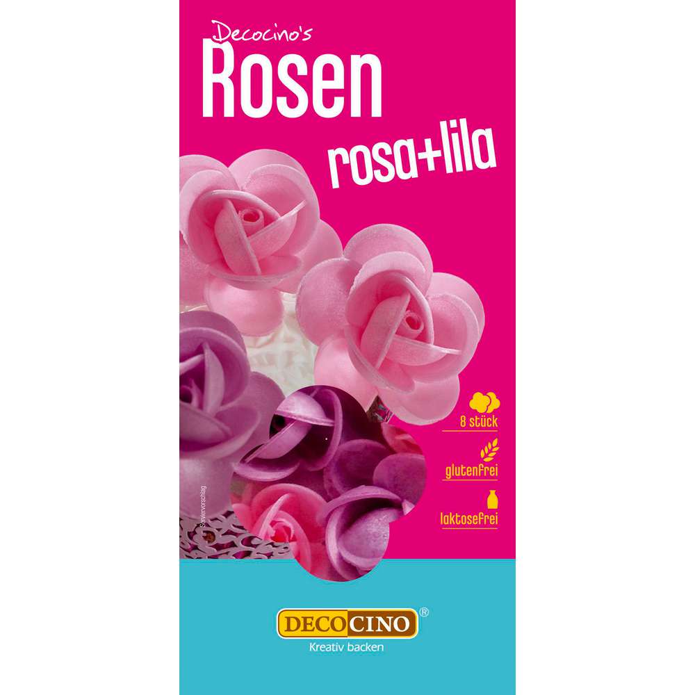 Produktabbildung Decocino Rosen aus Esspapier, rosa-lila