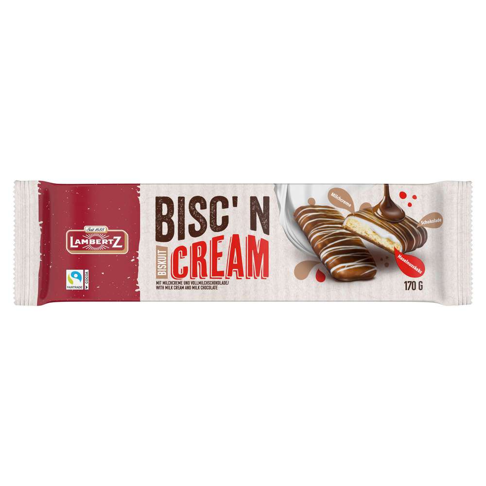 Produktabbildung Lambertz Gebäck Bisc'n Cream, Milchcreme Haselnus 