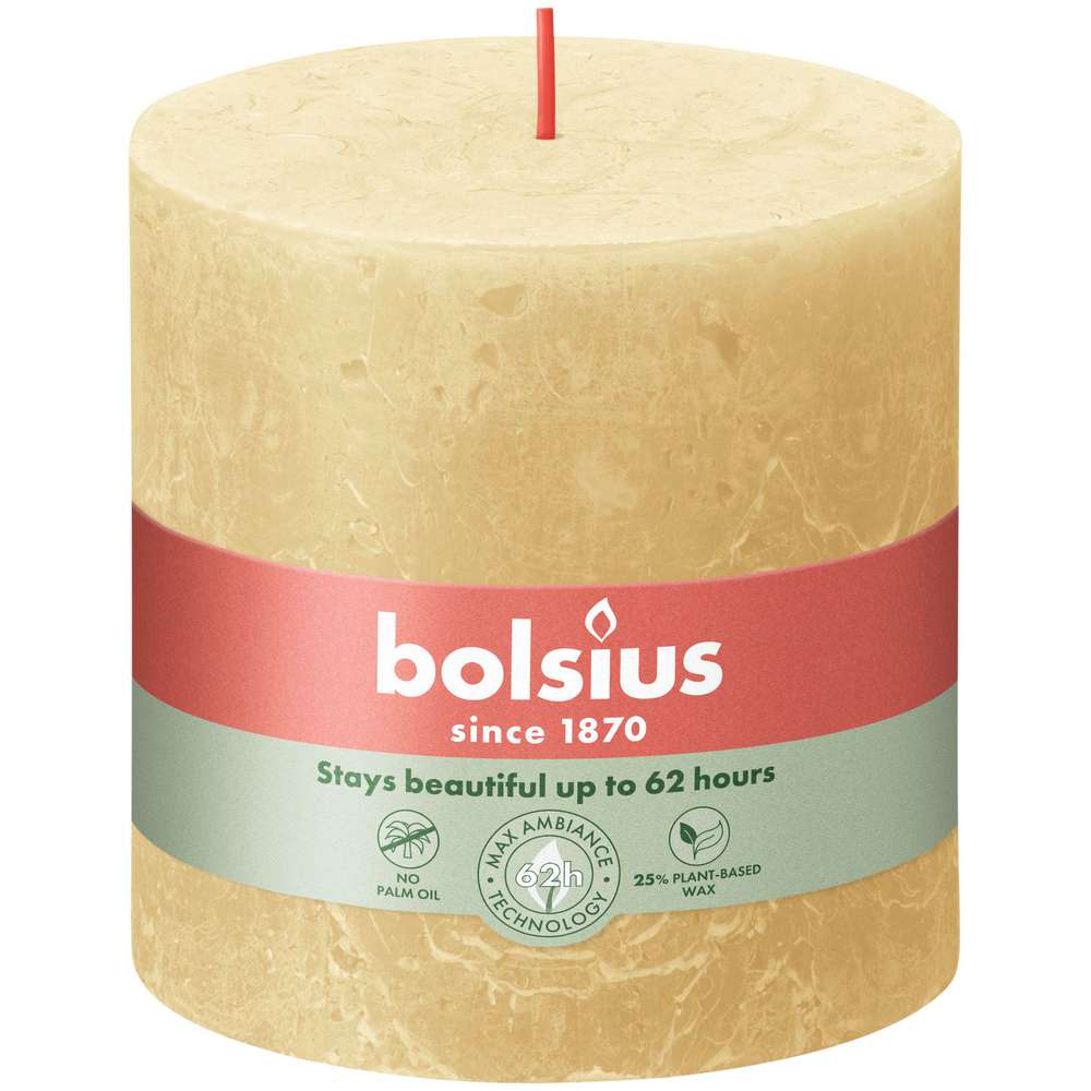 Produktabbildung Bolsius Stumpenkerze Rustik XXL 10x10cm, haferbeige