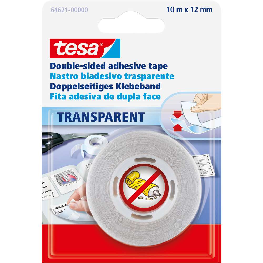 Produktabbildung tesa Doppelseitiges-Klebeband, Transparent, 10m x 12mm
