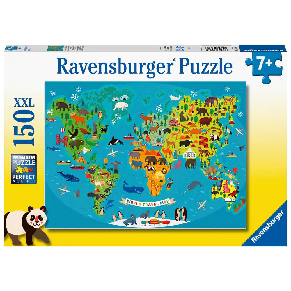 Produktabbildung Ravensburger Puzzle 150 Teile, Tierische Weltkarte