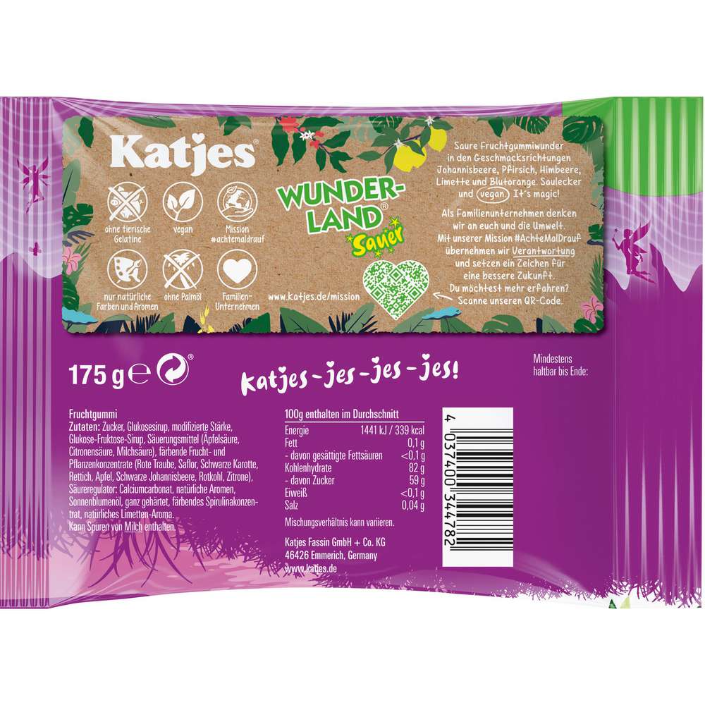 Produktabbildung Katjes Fruchtgummi Wunderland, sauer, Vegan