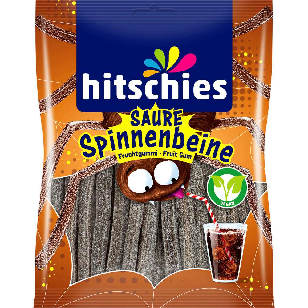 Produktabbildung hitschies Fruchtgummi, Saure Spinnenbeine, Cola