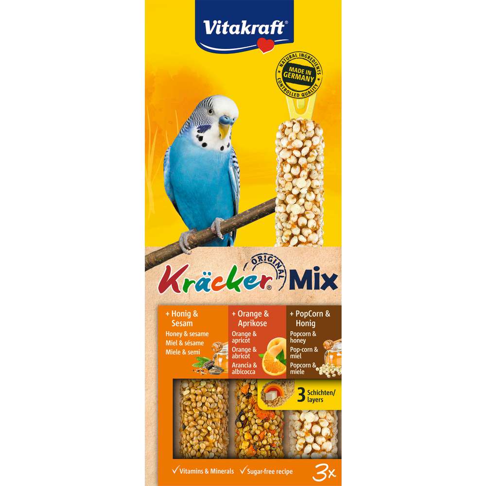 Produktabbildung Vitakraft Sittich-Kräcker Trio-Mix Honig, Orange & PopCorn