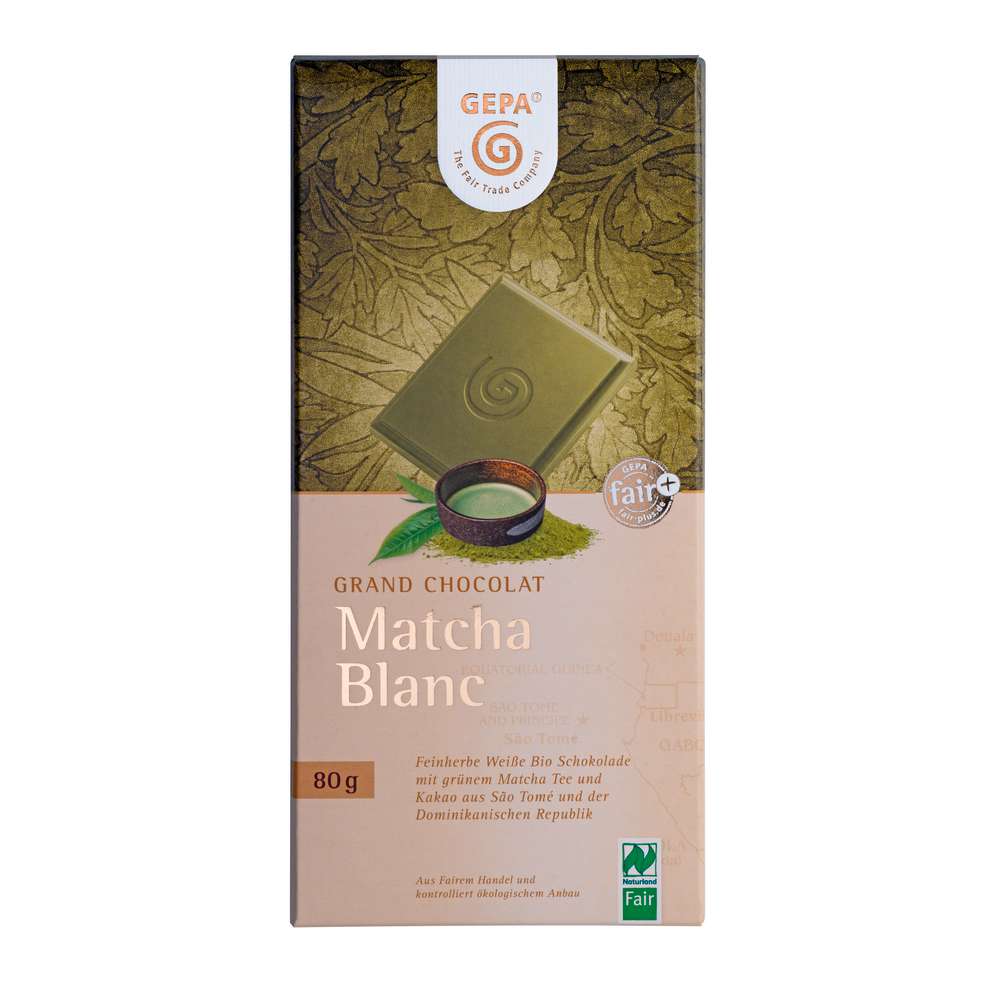 Produktabbildung Gepa Bio Tafelschokolade Grand Chocolate, Matcha Blanc