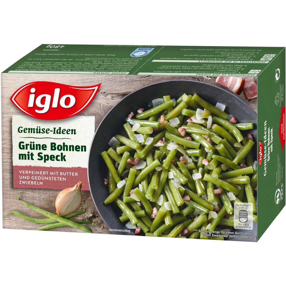 Produktabbildung Iglo Gemüseideen Grüne Bohnen-Speck, tiefgekühlt