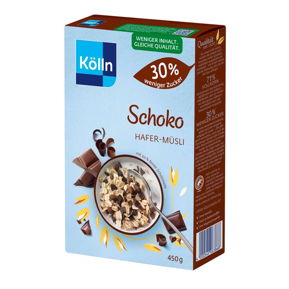 Produktabbildung Kölln Knusper-Müsli Schoko, 30% weniger Zucker