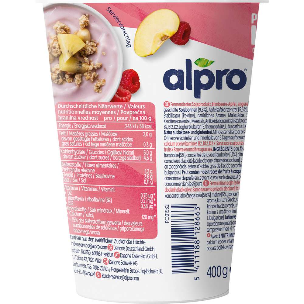 Produktabbildung Alpro Soja-Joghurtalternative, Himbeer-Apfel