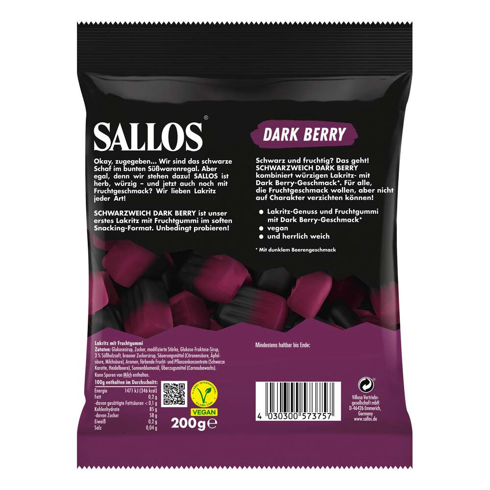 Produktabbildung Sallos Lakritz Bonbons, Schwarzweich Dark Berry