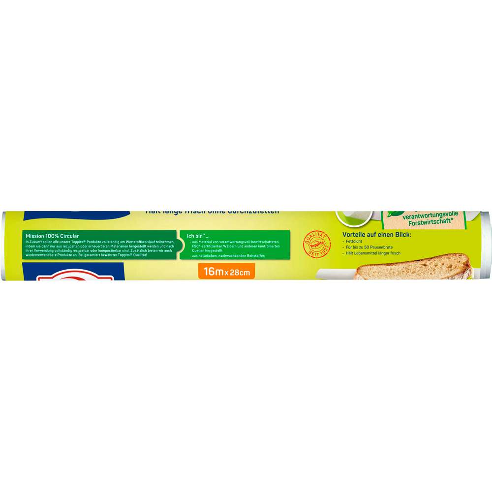 Produktabbildung Toppits Butter-Brot-Papier, 16m x 28cm