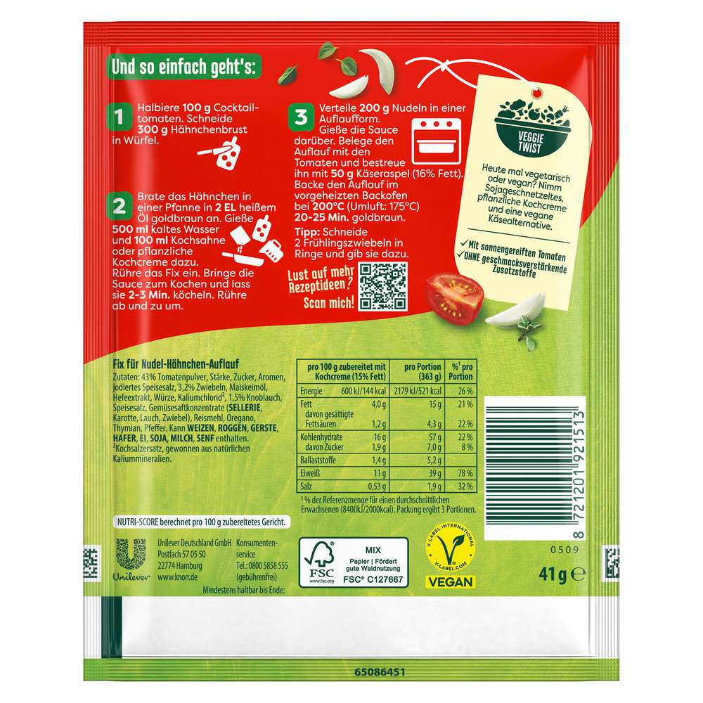 Produktabbildung Knorr Fix-Würzmischung, Nudel-Hähnchen Gratin