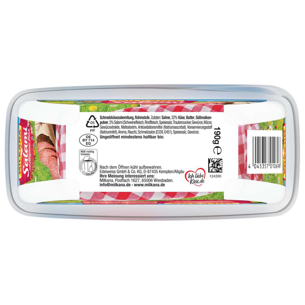 Produktabbildung Milkana Schmelzkäse Salami