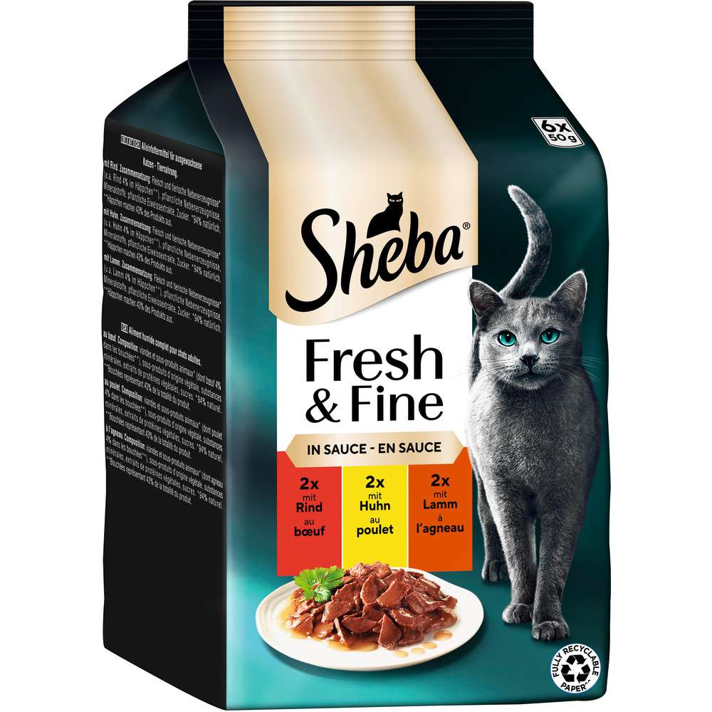 Produktabbildung Sheba Katzen-Nassfutter Fresh Fine, Rind/Huhn/Lamm/Sauce