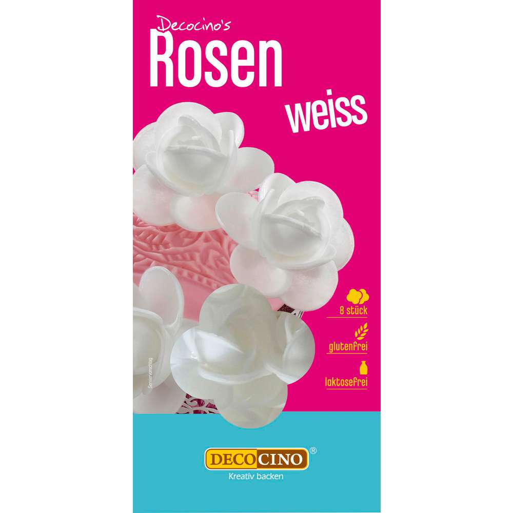 Produktabbildung Decocino Oblaten Rosen, weiß