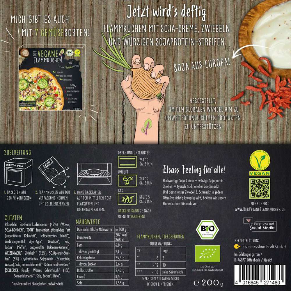 Produktabbildung Flammkuchen Profi Flammkuchen vegan Zwiebeln & Schmeckt, tiefgekühlt