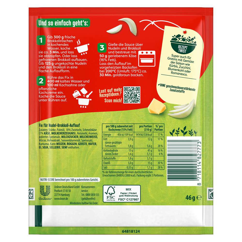 Produktabbildung Knorr Fix Würzmischung Nudel-Broccoli Auflauf