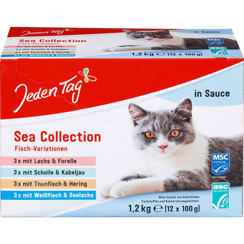 Produktabbildung Jeden Tag Katzen-Nassfutter, Fisch-Variationen in Sauce