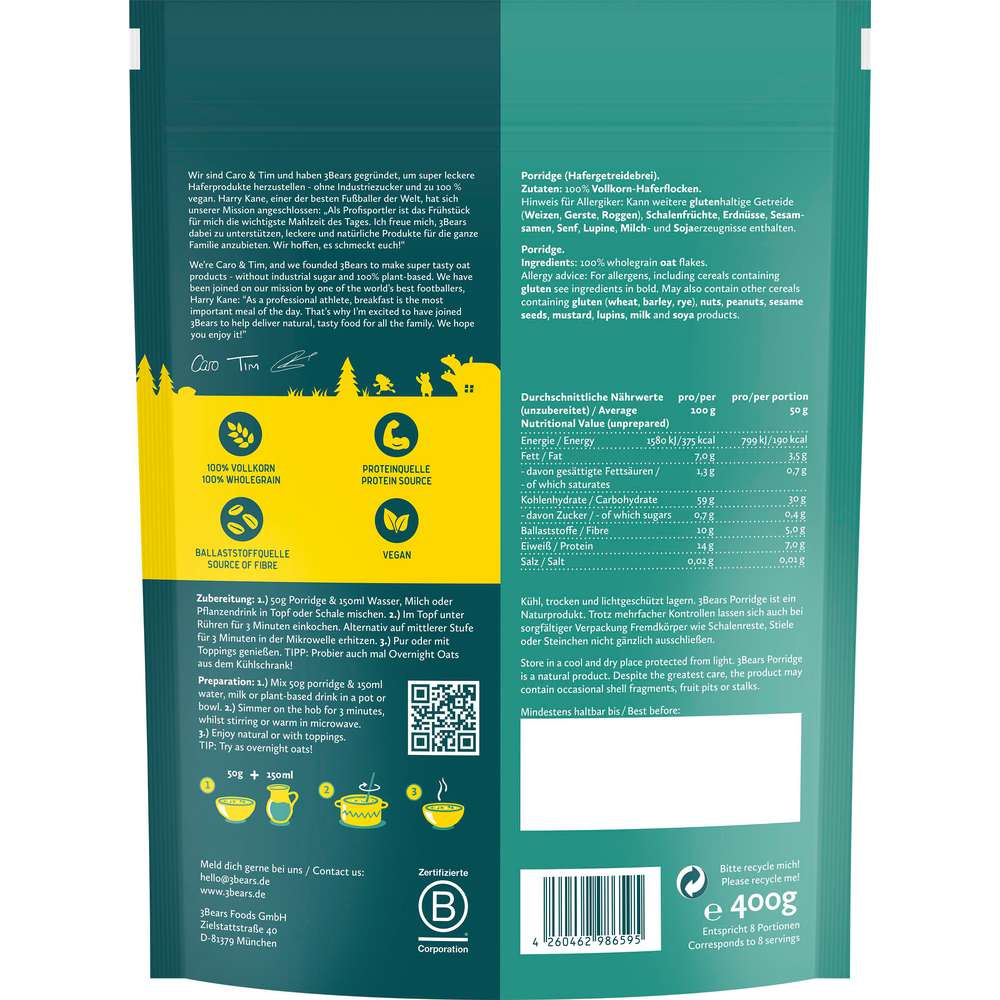 Produktabbildung 3Bears Porridge, Kerniger Klassiker