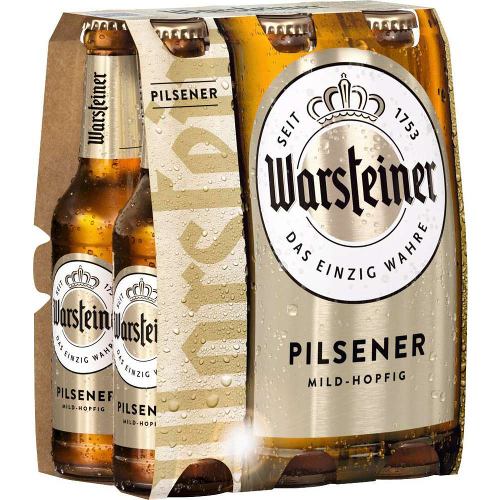 Produktabbildung Warsteiner Premium Pilsener Bier, Langhals, 4,8 % (6x 0,330 Liter)