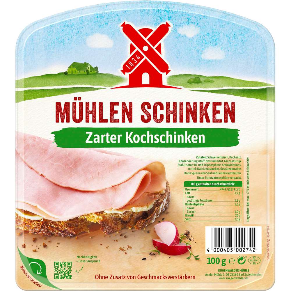 Produktabbildung Rügenwalder Mühle Schinken Aufschnitt zarter Kochschinken