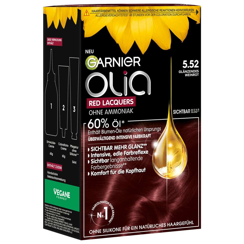 Produktabbildung Garnier Olia Haarfarbe Red Lacquers 5.52 Glänzendes Weinrot
