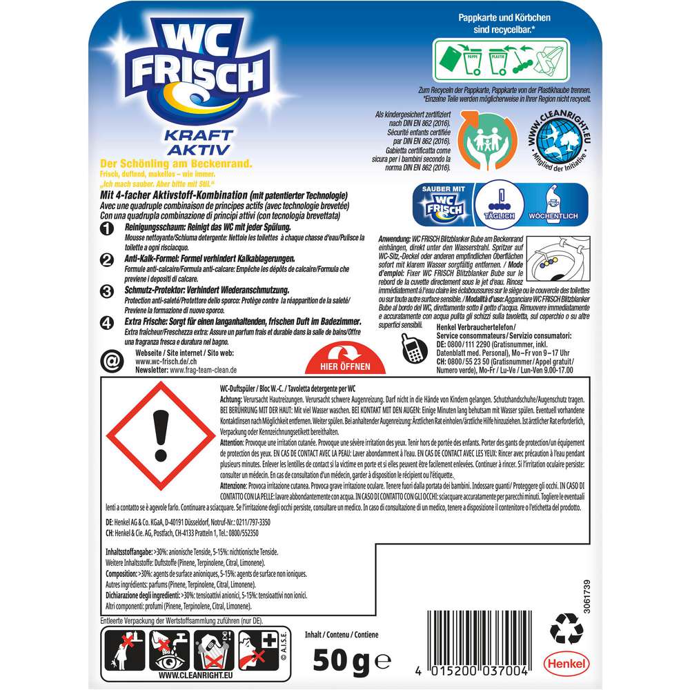 Produktabbildung WC Frisch WC-Duftspüler Kraft Aktiv, Blitzblanker Bube