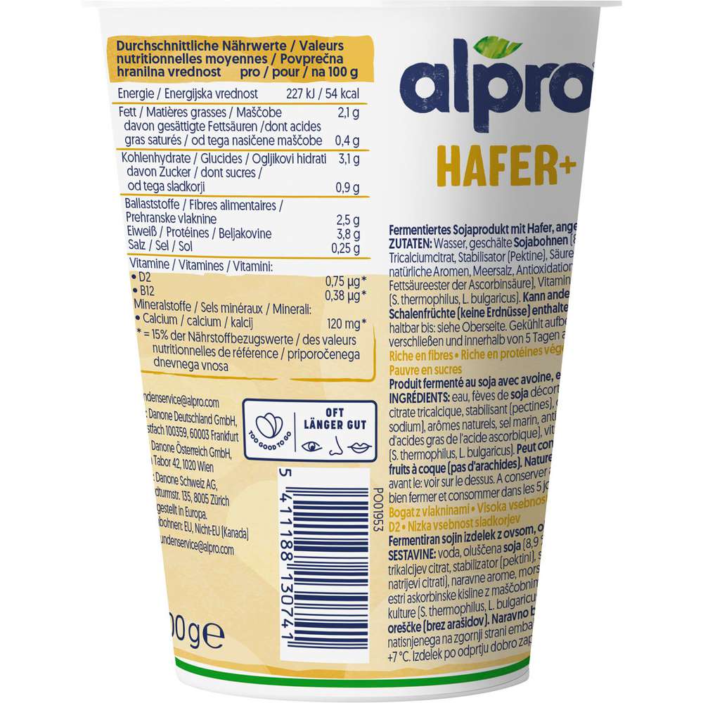 Produktabbildung Alpro Soja-Joghurtalternative Hafer+, Natur