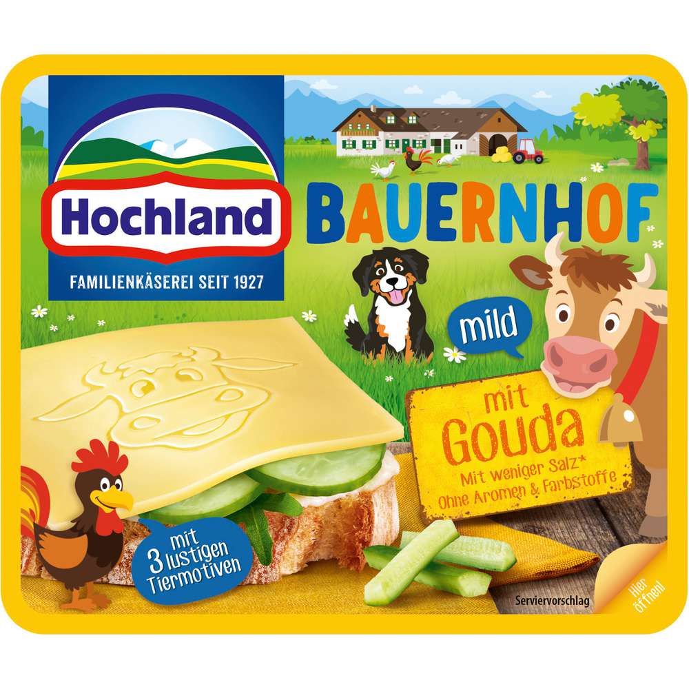 Produktabbildung Hochland Schmelzkäse Sandwich Scheiben, Bauernhof