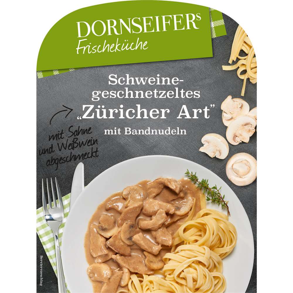Produktabbildung Dornseifer Schweinegeschnetzeltes, Züricher Art mit bandnudeln