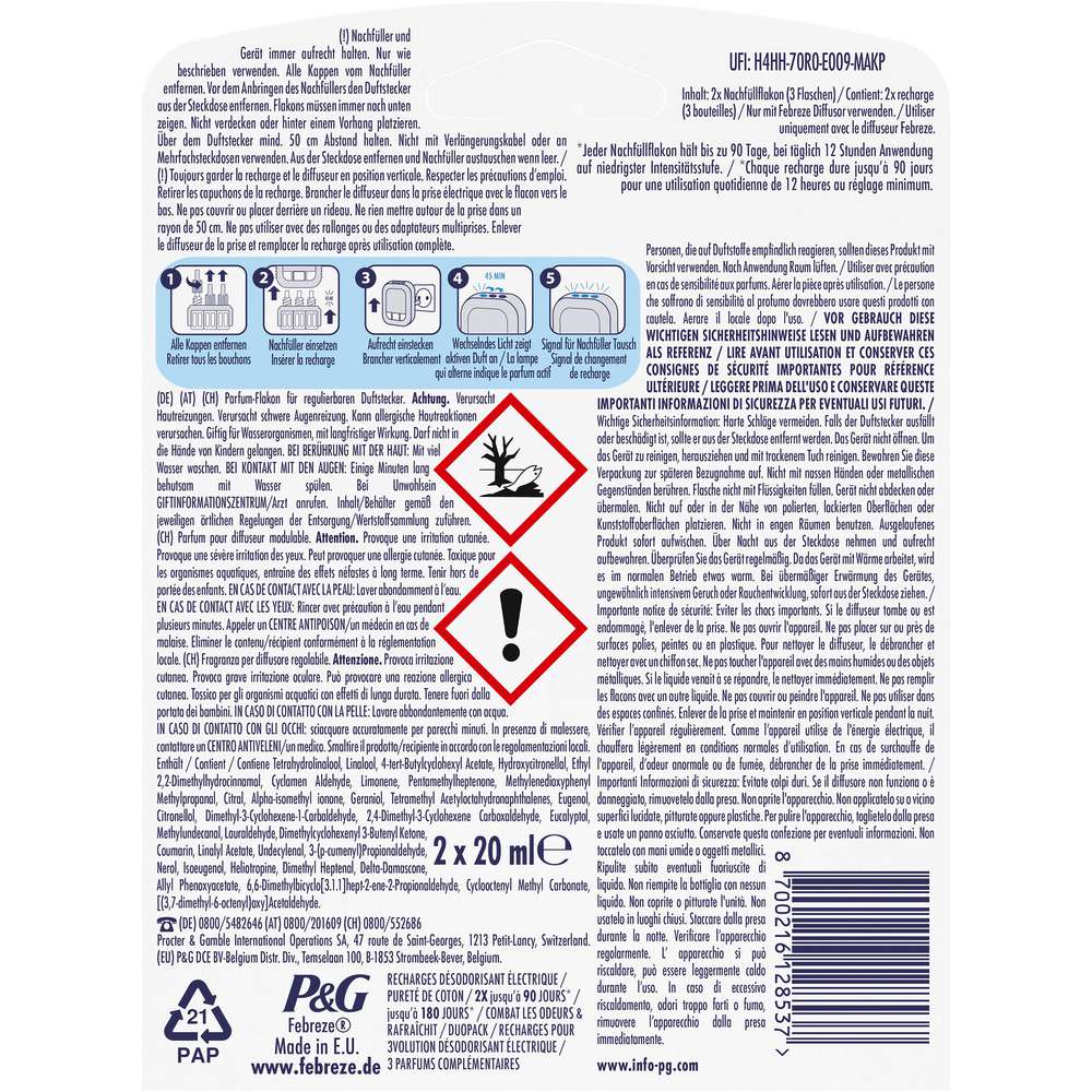 Produktabbildung Febreze Duftstecker 3 Volution, Nachfüllpack, Reine Frische