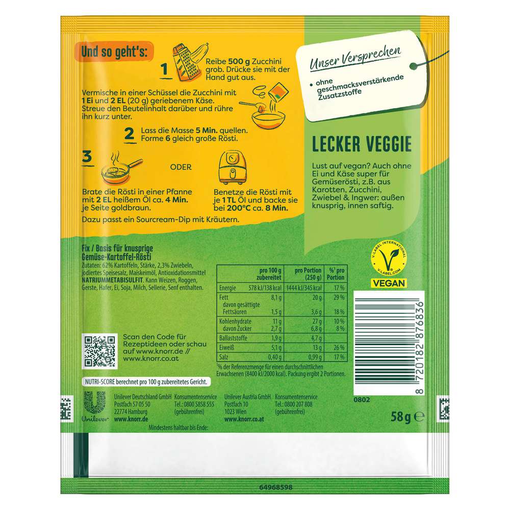 Produktabbildung Knorr Fix-Würzmischung, Gemüse Rösti